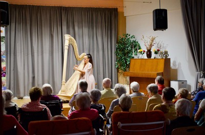 Hudební vystoupení paní Katariny Ševčíkové na harfu