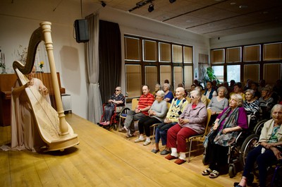 Hudební vystoupení paní Katariny Ševčíkové na harfu