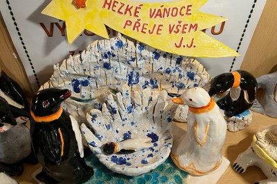 Originální betlém pro tučňáky